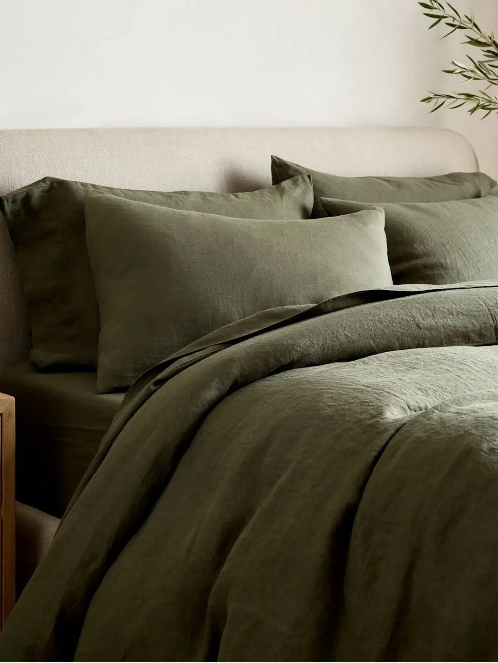 Quince Dusty Olive European Linen Duvet Cover Set
